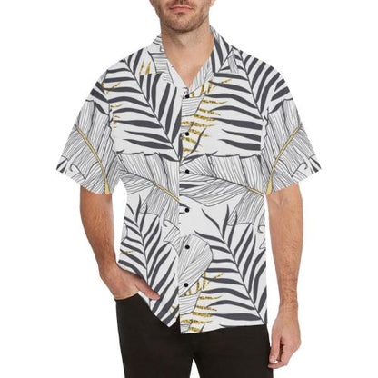 Gold Glitter Tropical Palm Men Hawaiian Shirt