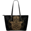 Gold Hansa Hand Mandala Large Leather Tote Bag