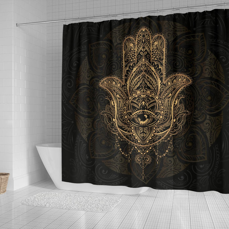 Gold Hansa Hand Mandala Shower Curtain