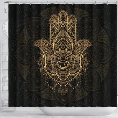 Gold Hansa Hand Mandala Shower Curtain