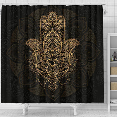 Gold Hansa Hand Mandala Shower Curtain