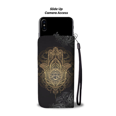 Gold Hansa Hand Mandala Wallet Phone Case