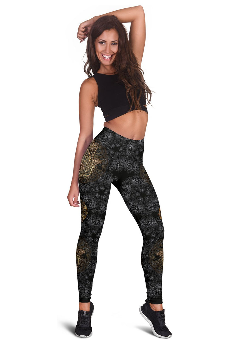 Gold Hansa Hand Mandala Women Leggings