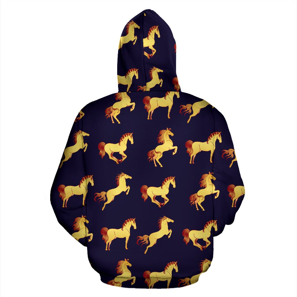 Gold Horse Pattern All Over Print Hoodie