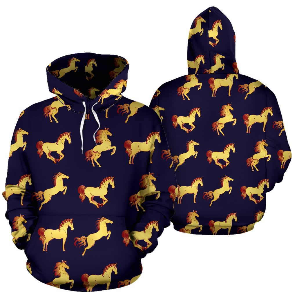 Gold Horse Pattern All Over Print Hoodie