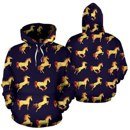 Gold Horse Pattern All Over Print Hoodie