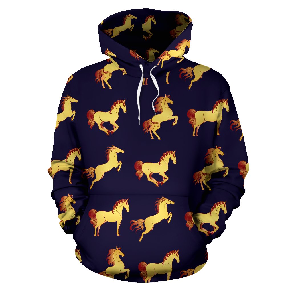 Gold Horse Pattern All Over Print Hoodie