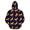 Gold Horse Pattern All Over Zip Up Hoodie