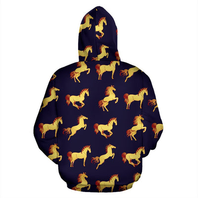 Gold Horse Pattern All Over Zip Up Hoodie