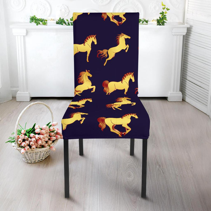 Gold Horse Pattern Dining Chair Slipcover-JORJUNE.COM