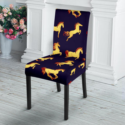 Gold Horse Pattern Dining Chair Slipcover-JORJUNE.COM