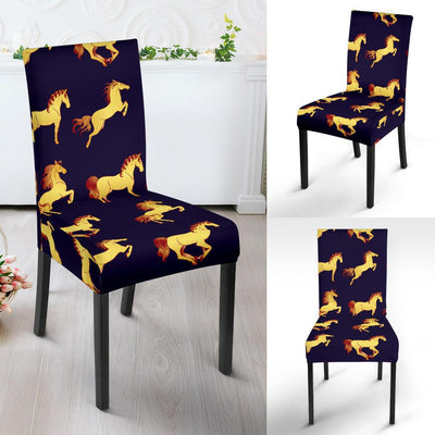 Gold Horse Pattern Dining Chair Slipcover-JORJUNE.COM