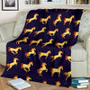 Gold Horse Pattern Fleece Blanket