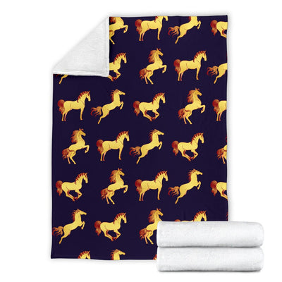 Gold Horse Pattern Fleece Blanket