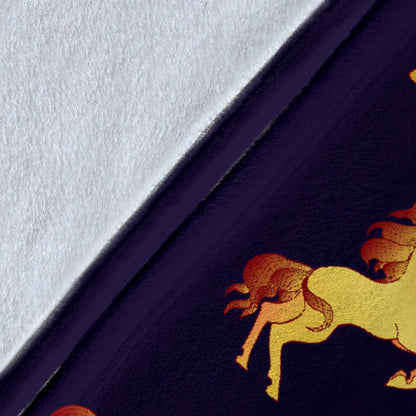 Gold Horse Pattern Fleece Blanket