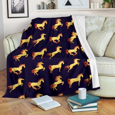 Gold Horse Pattern Fleece Blanket