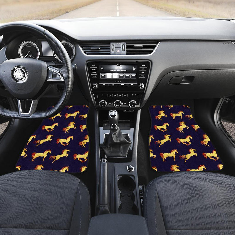 Gold Horse Pattern Front and Back Car Floor Mats