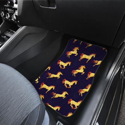 Gold Horse Pattern Front and Back Car Floor Mats