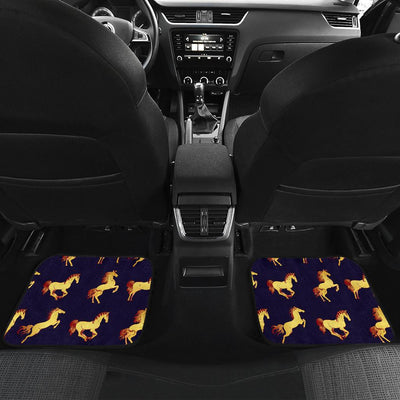 Gold Horse Pattern Front and Back Car Floor Mats