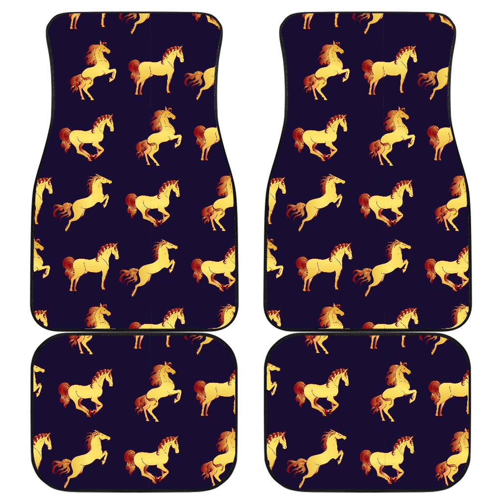 Gold Horse Pattern Front and Back Car Floor Mats