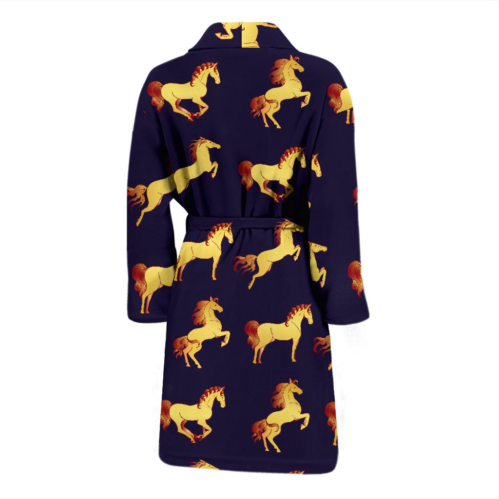 Gold Horse Pattern Men Bath Robe