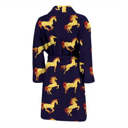 Gold Horse Pattern Men Bath Robe