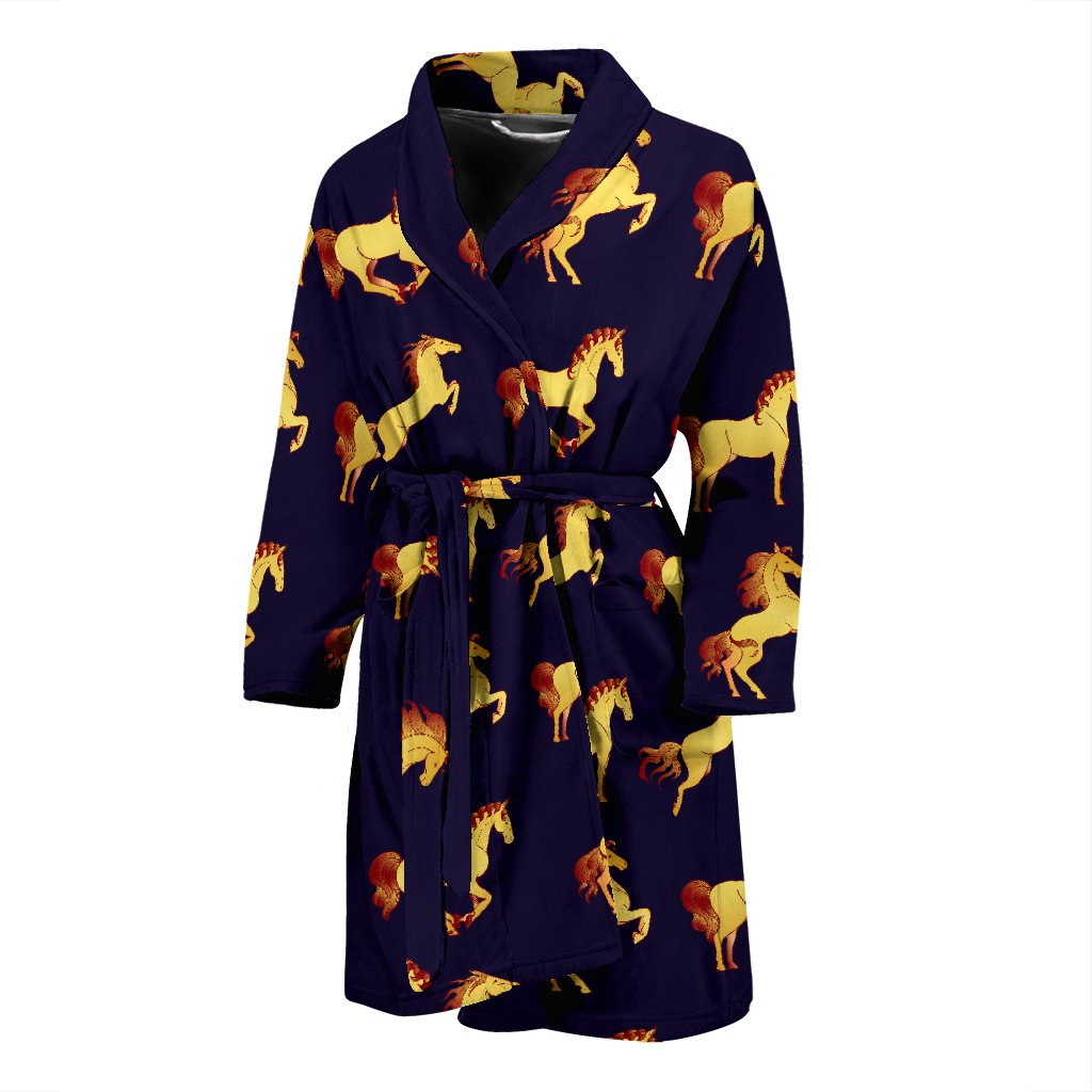 Gold Horse Pattern Men Bath Robe