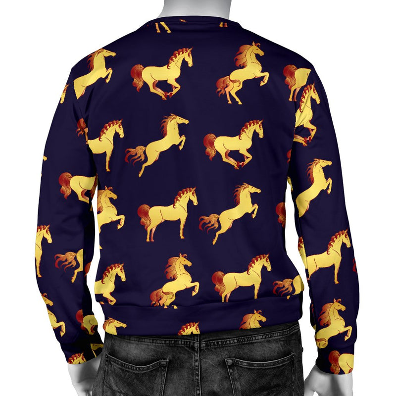 Gold Horse Pattern Men Crewneck Sweatshirt