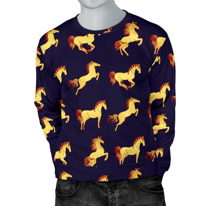 Gold Horse Pattern Men Crewneck Sweatshirt
