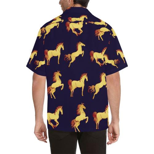 Gold Horse Pattern Men Hawaiian Shirt