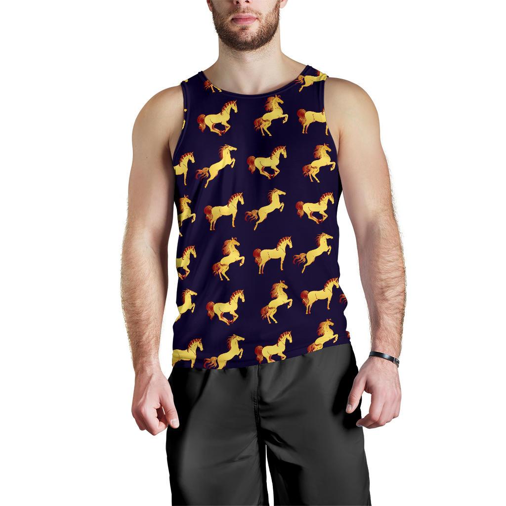 Gold Horse Pattern Men Tank Top