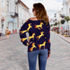 Gold Horse Pattern Off Shoulder Sweatshirt