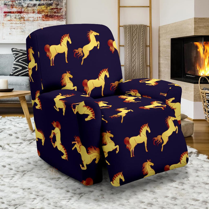 Gold Horse Pattern Recliner Slipcover-JORJUNE.COM