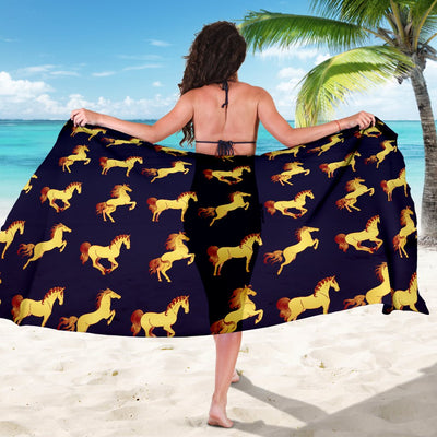 Gold Horse Pattern Sarong Pareo Wrap