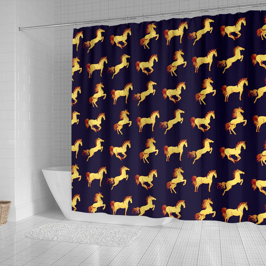 Gold Horse Pattern Shower Curtain