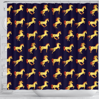 Gold Horse Pattern Shower Curtain