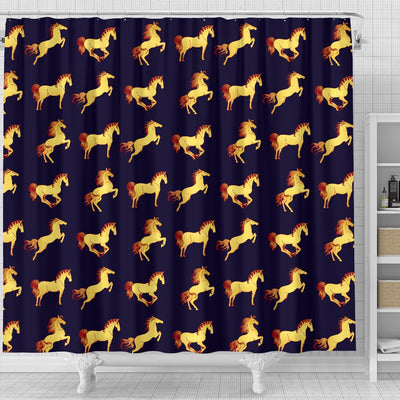 Gold Horse Pattern Shower Curtain