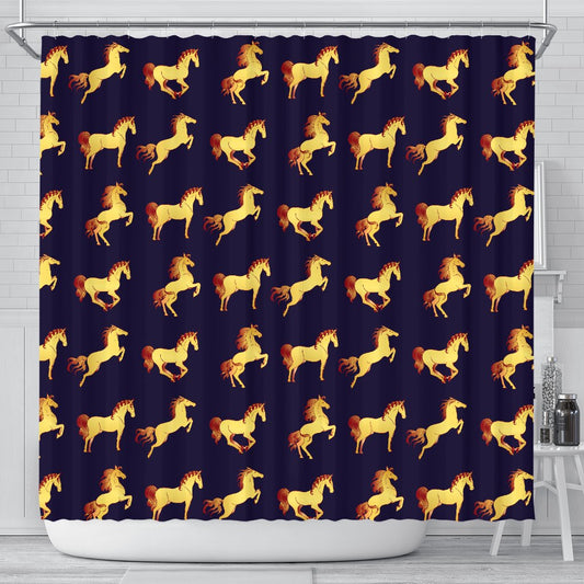 Gold Horse Pattern Shower Curtain