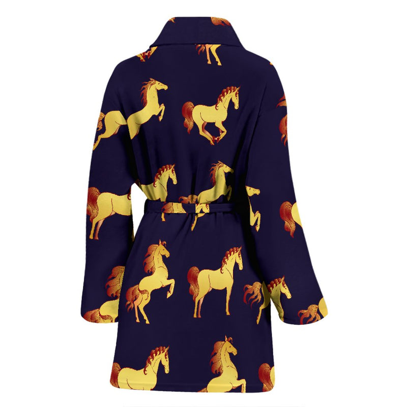 Gold Horse Pattern Women Bath Robe