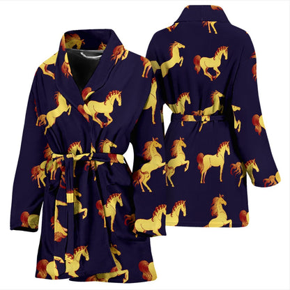 Gold Horse Pattern Women Bath Robe