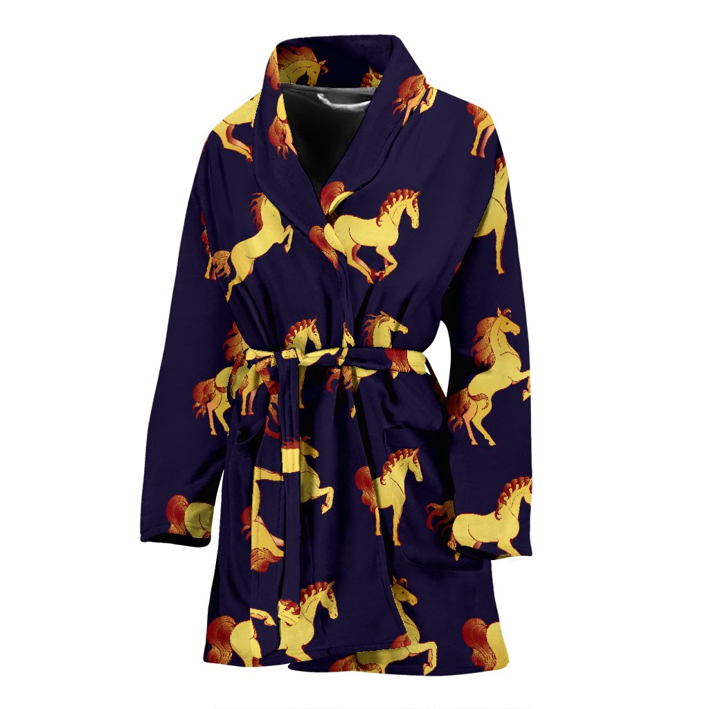 Gold Horse Pattern Women Bath Robe