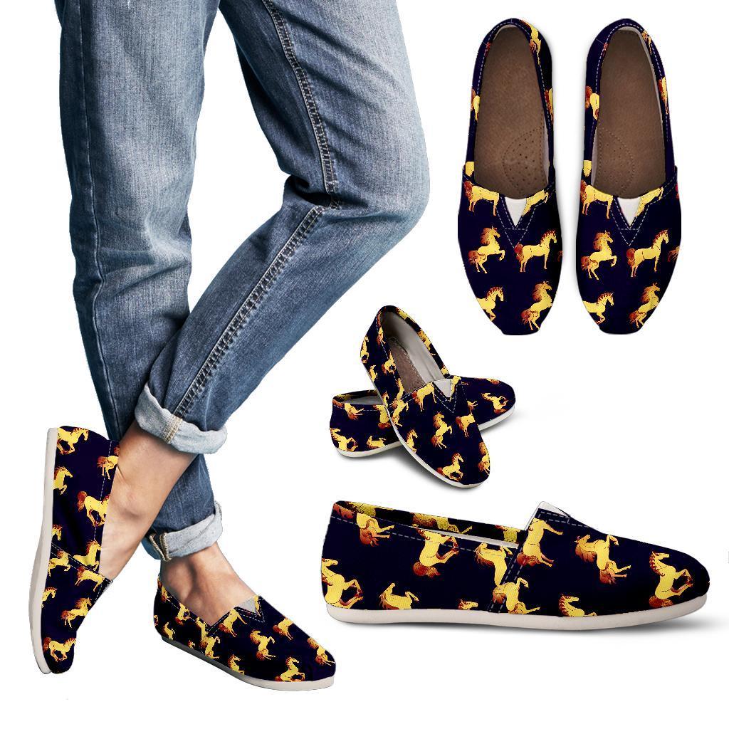 Gold Horse Pattern Women Casual Shoes-JorJune.com