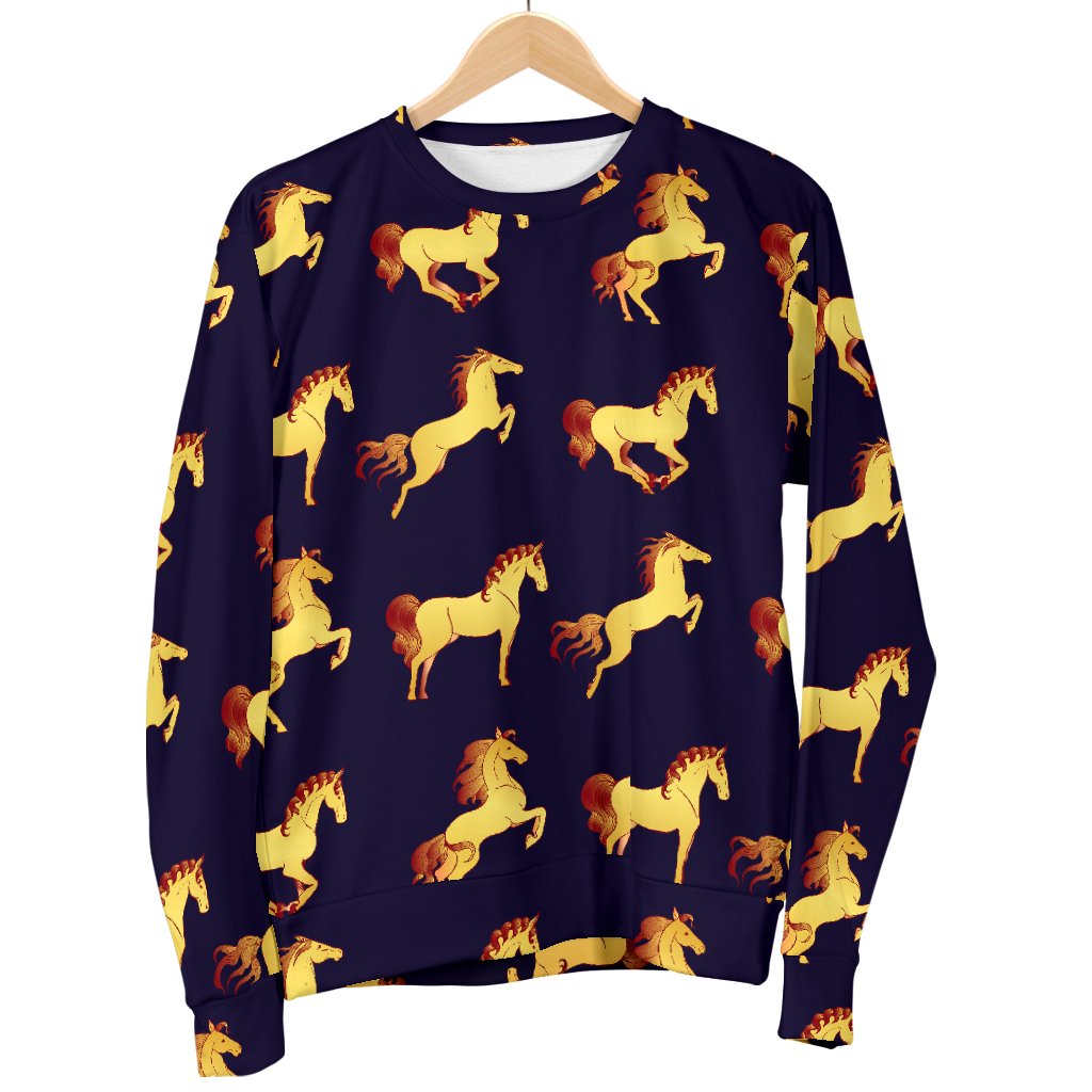Gold Horse Pattern Women Crewneck Sweatshirt