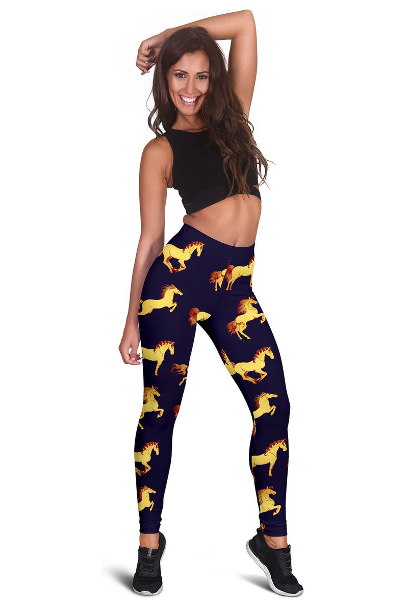 Gold Horse Pattern Women Leggings