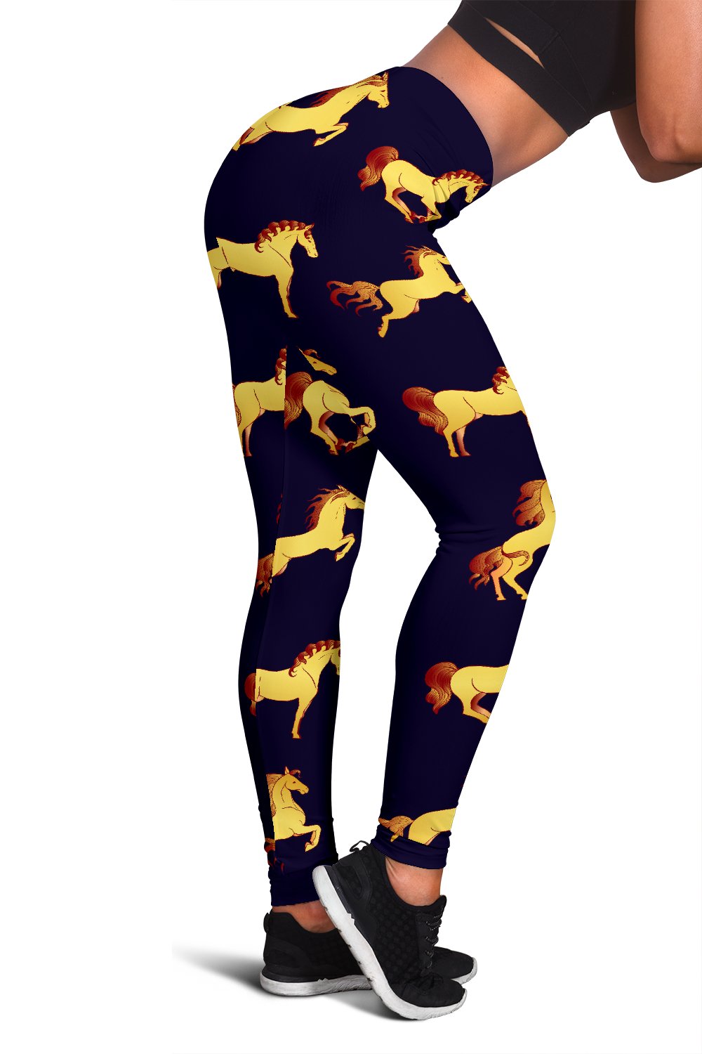 Gold Horse Pattern Women Leggings