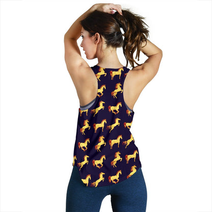 Gold Horse Pattern Women Racerback Tank Top