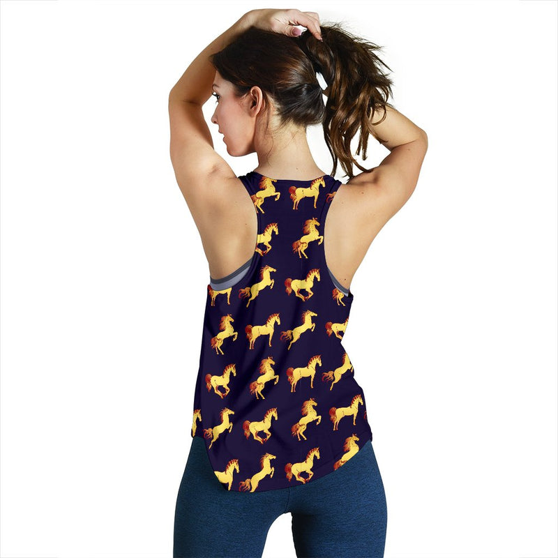 Gold Horse Pattern Women Racerback Tank Top