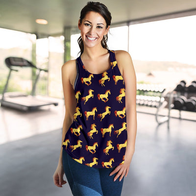 Gold Horse Pattern Women Racerback Tank Top