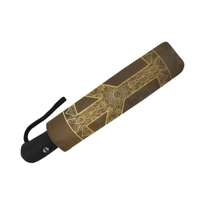 Gold Mandala Peace Automatic Foldable Umbrella