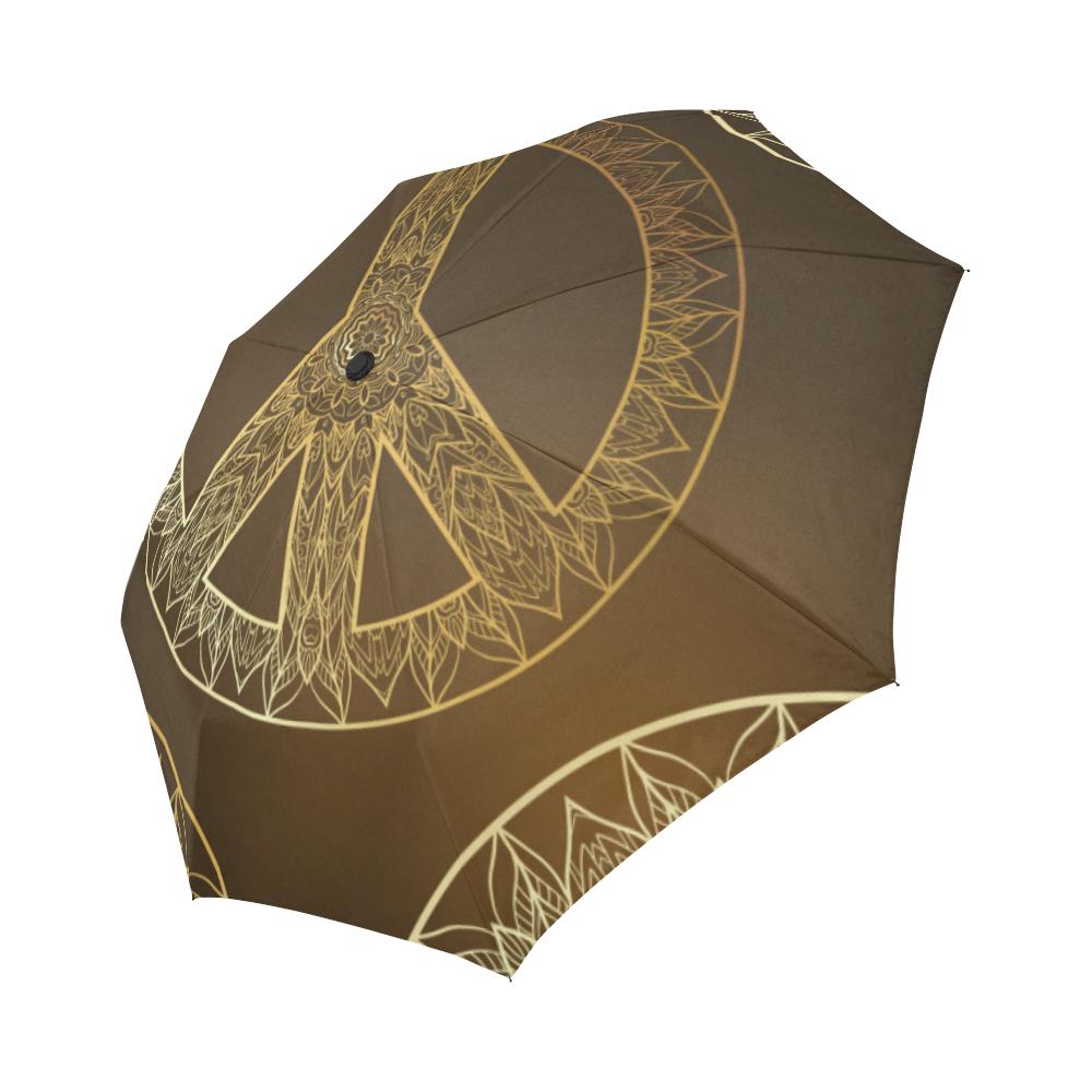 Gold Mandala Peace Automatic Foldable Umbrella